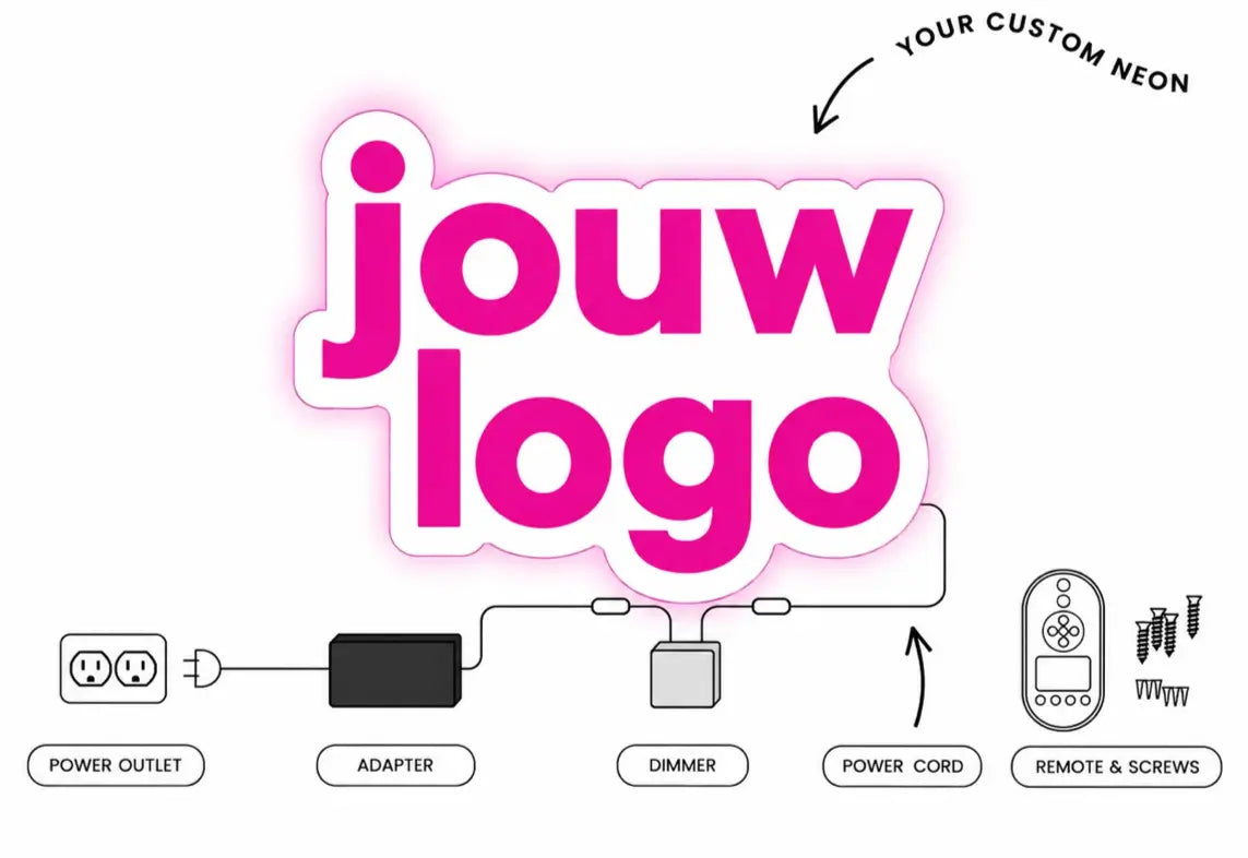 Jouw custom neon inclusief alle onderdelen